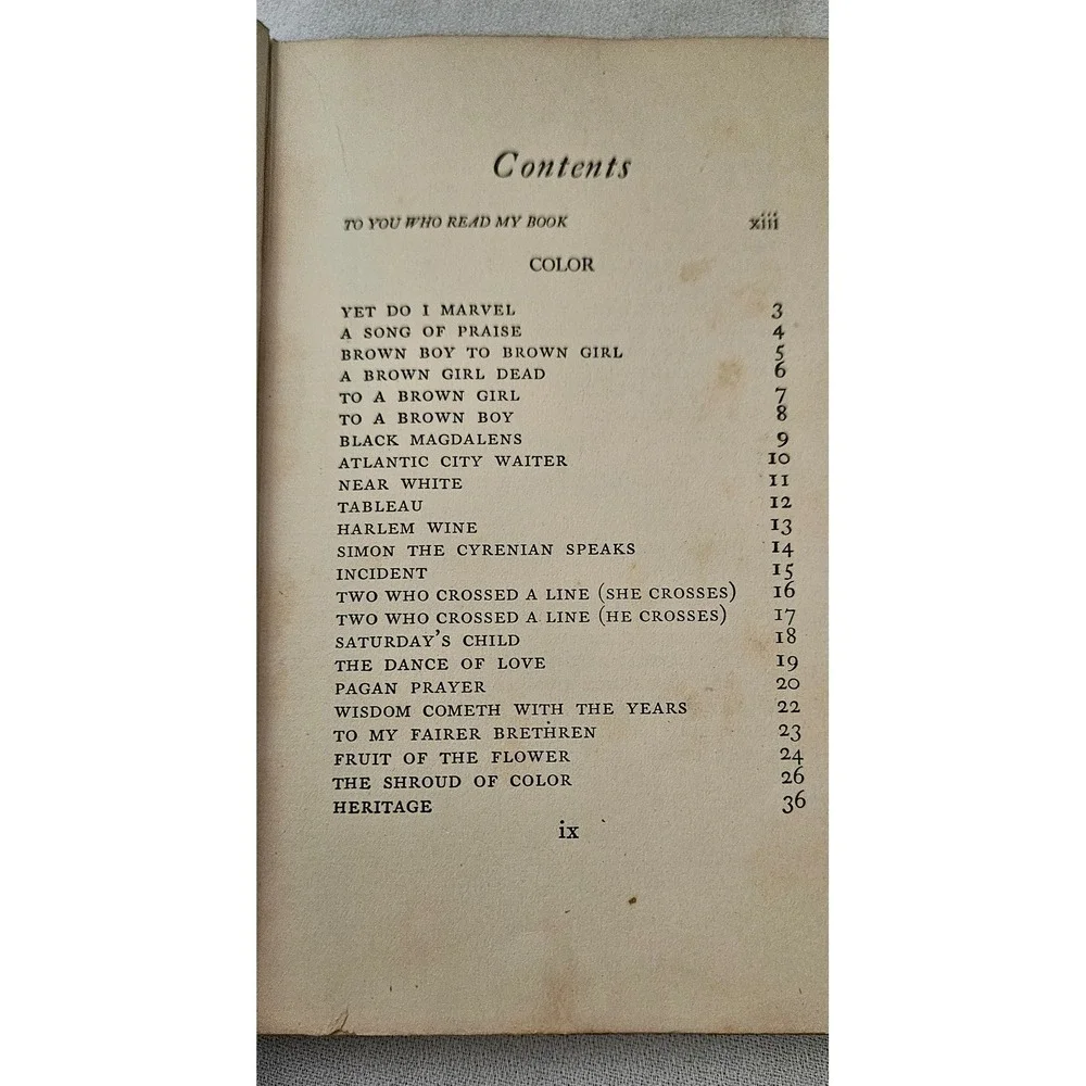 Color by Countee Cullen 1925 First Edition Harper Brothers Poetry Vintage Book